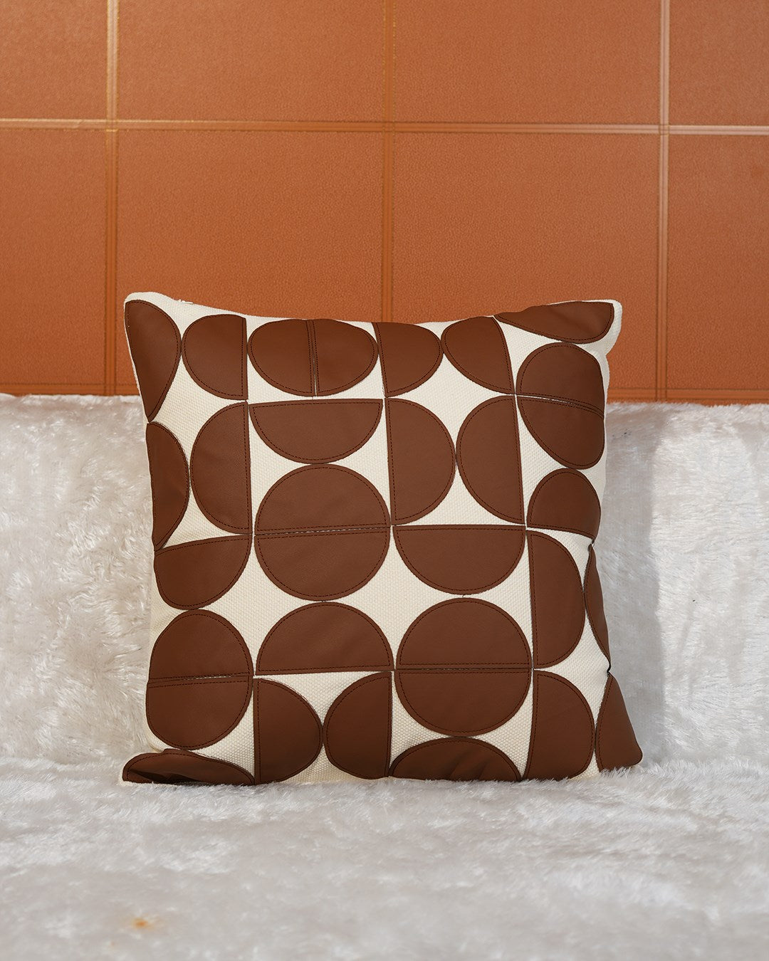 Cognac Geo Cushion Cover