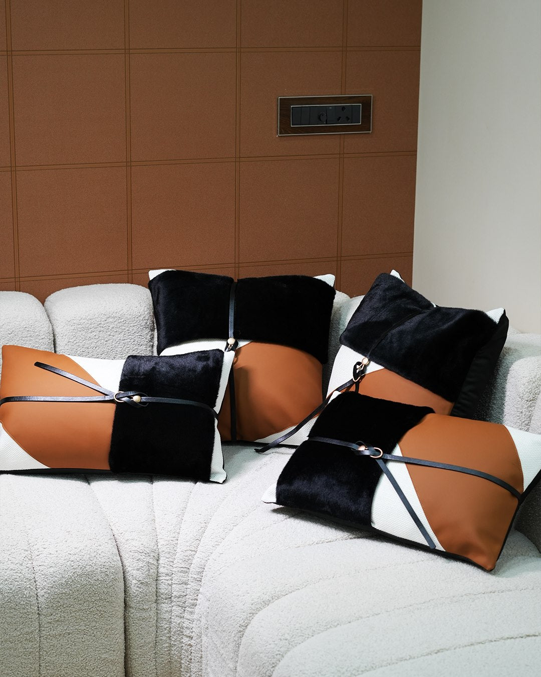 Tri-Tone Luxe Strap Cushion Cover Set